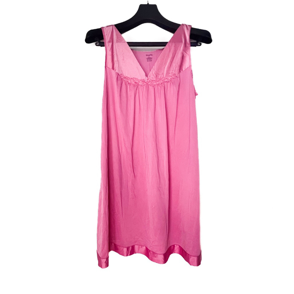 Vanity Fair Coloratura Nightgown Silky Nylon Pink Coquette Grandmacore Sz L